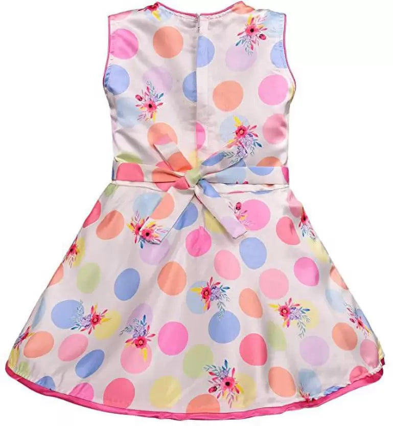 Pink Polka Dots Flower Detail Dress