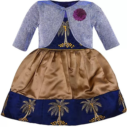 Baby Girls Silk Embroidered Ethnic Frock Dress