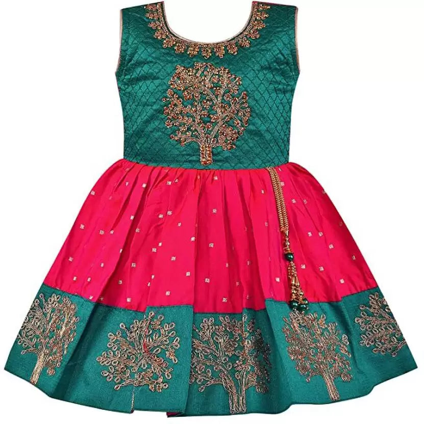 Girls Embroidered ethnic dress with jacket