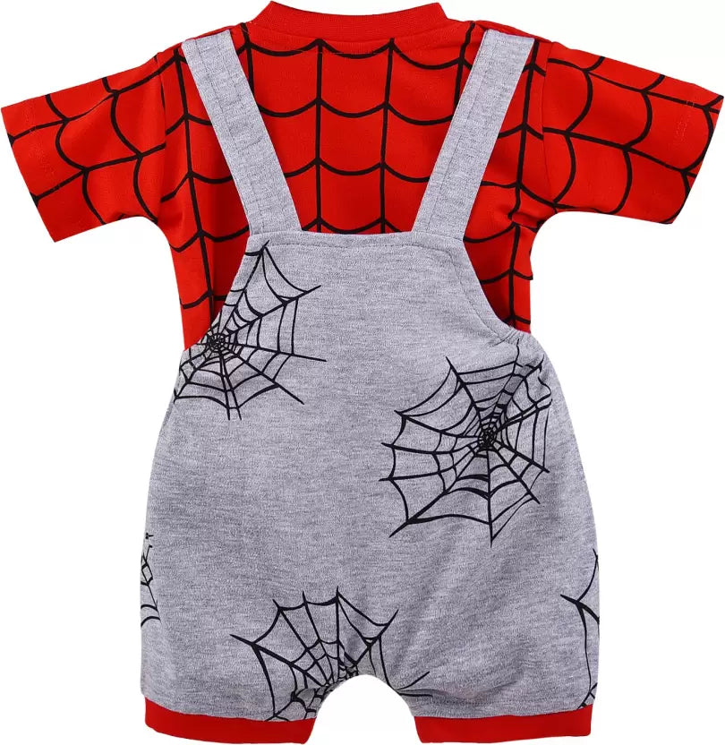 Baby Boys & Baby Girls Spiderman Casual T-shirt Dungaree