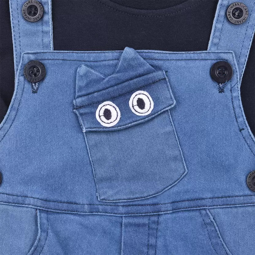 Baby Boys Dino Patch Work Dungaree Set