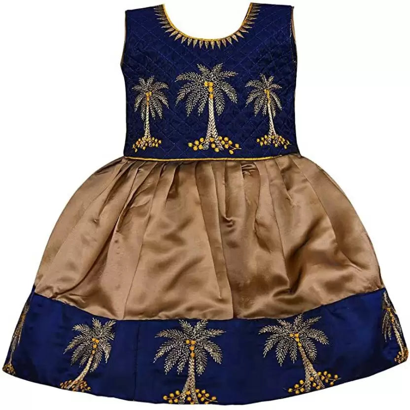 Baby Girls Silk Embroidered Ethnic Frock Dress