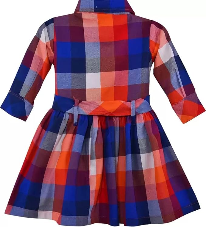 Checked Collared Casual Dress -  ctn563