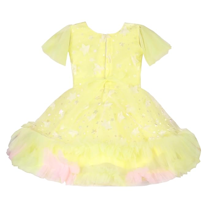 Girls Knee Length Net Floral Party Dress