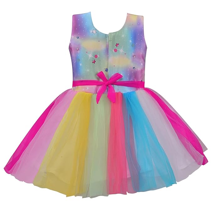 Girls Colorful unicorn flared dress