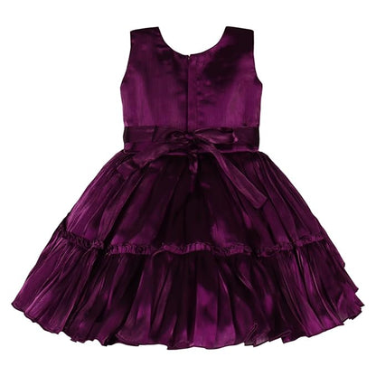 Girls Knee Length Net Floral Party Dress