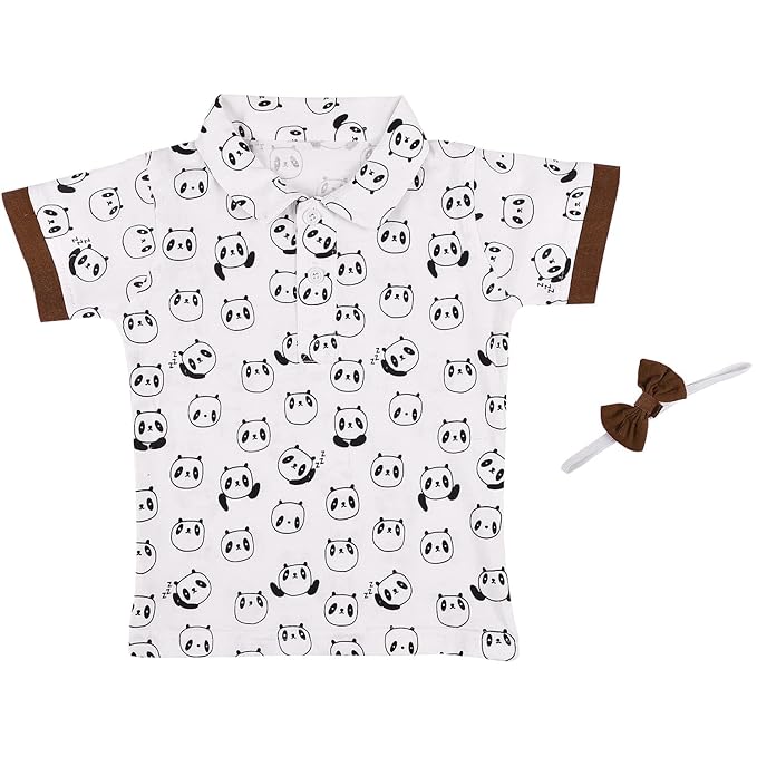 Baby Boys Panda Printed Dungaree Set