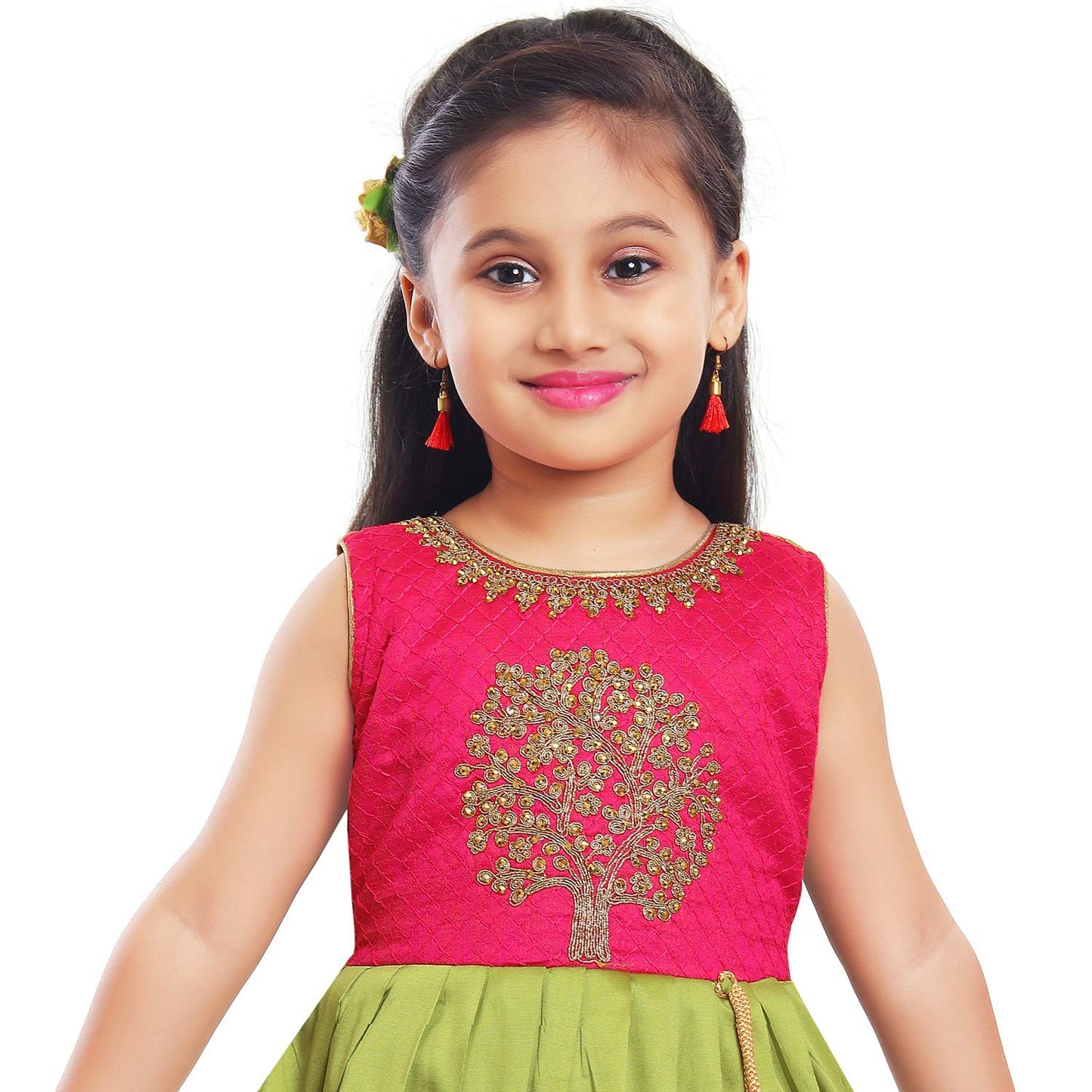 Girls Knee Length Ethnic Dress