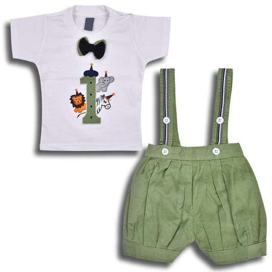 Wish Karo Baby Boys Green T-shirt And Dungaree For Boys-(bt599grn)