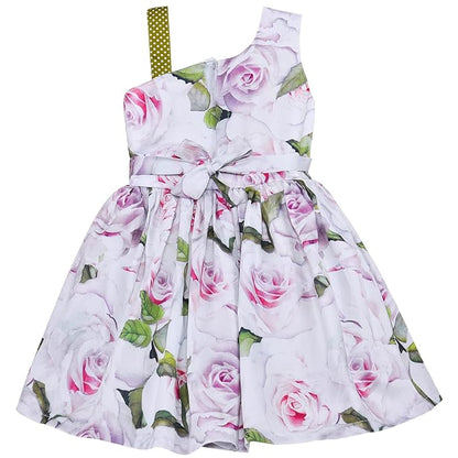 Girls Floral Printed Strap neck dress