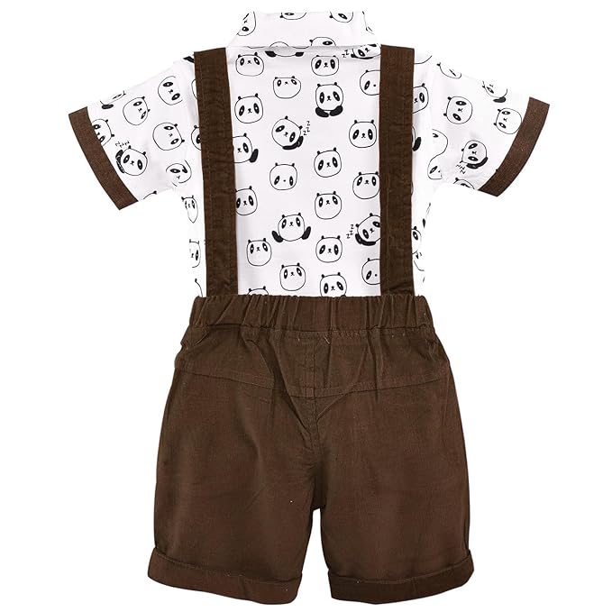 Baby Boys Panda Printed Dungaree Set