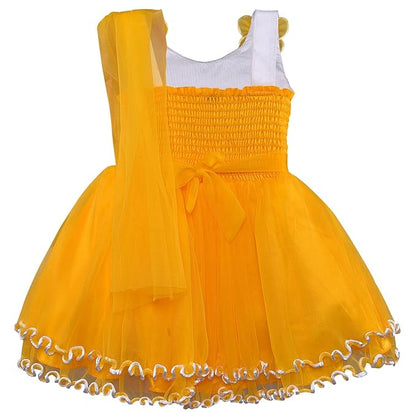 Girls Flower Detail Dupatta Frock Dress