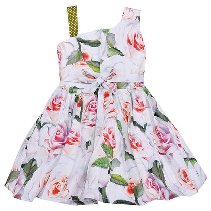 Girls Floral Printed Strap neck dress