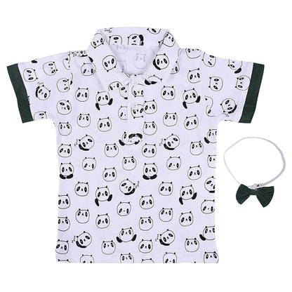 Baby Boys Panda Printed Dungaree Set