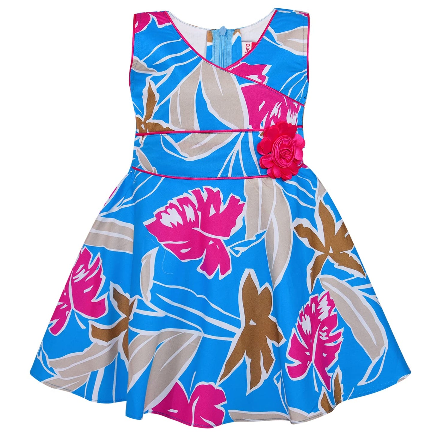 Girls Floral Printed V-neck dress