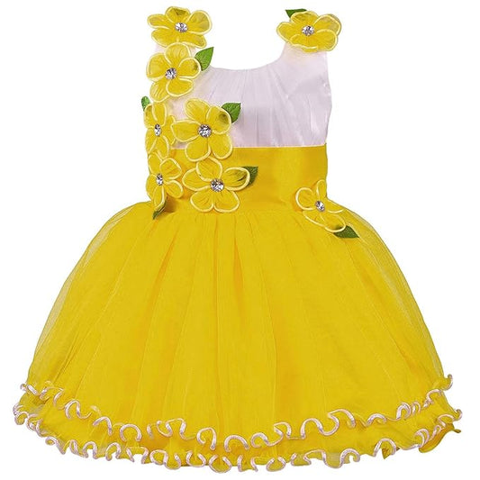 Girls Party Wear Net Flowers Frock