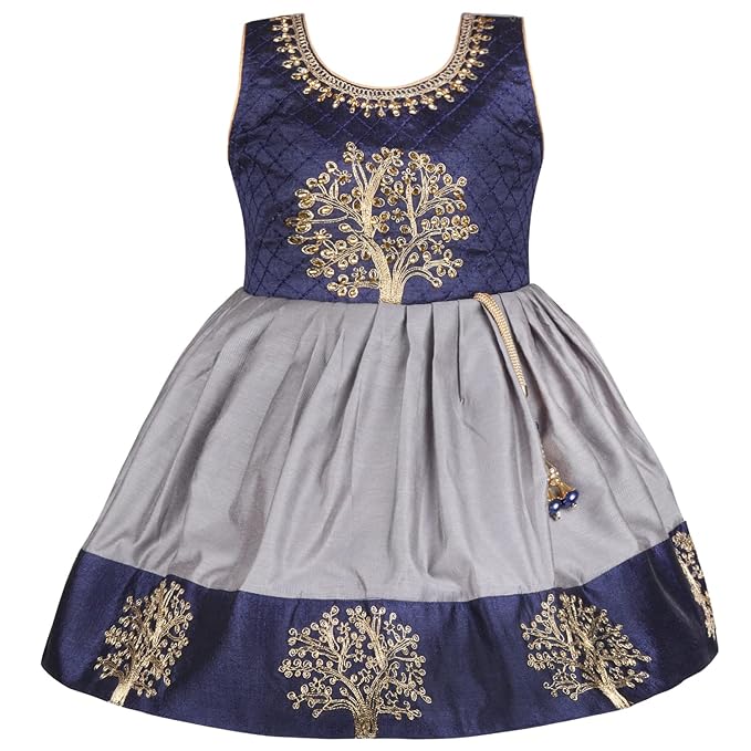 Baby Girls Silk Embroidered Ethnic Frock Dress