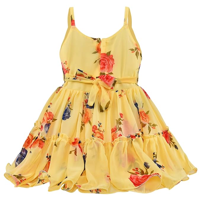 Girls Floral Printed Strappy Dress