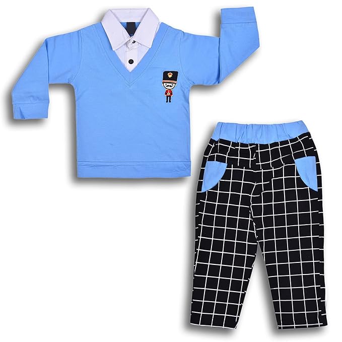 Wish Karo Cotton Clothing Set for Baby Boys hfs598blu