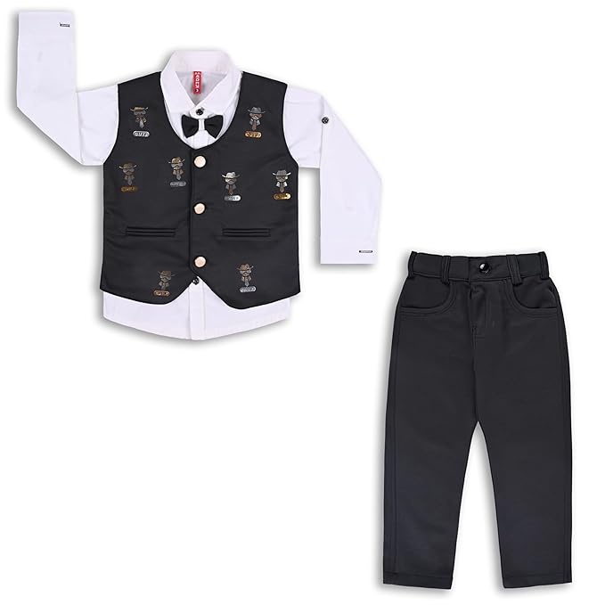 Wish Karo Shirt With Waistcoat And Pant For Boys