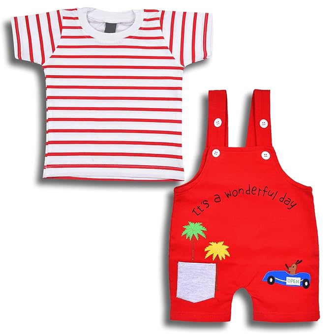 Boys Striped T-shirt and Dungaree Clothing Set