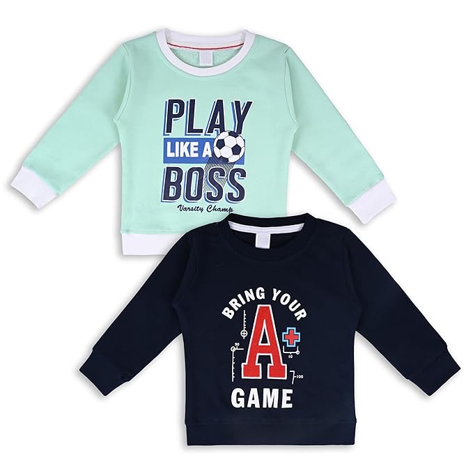 Boys and Girls Pack of 2 Typography Printed Sweatshirt