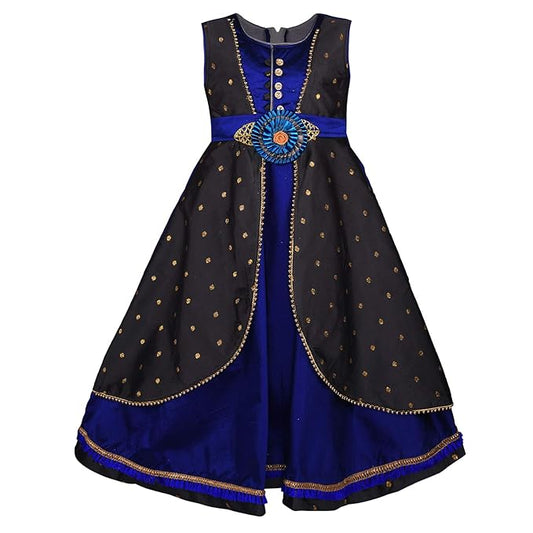 Girls Party Wear Long Dress Birthday Gown for Girls LF164blu