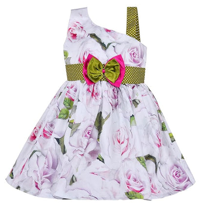 Girls Floral Printed Strap neck dress