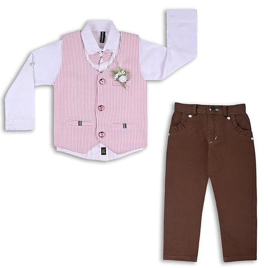 Wish Karo Shirt With Waistcoat And Pant For Boys (bsp007bpnk)