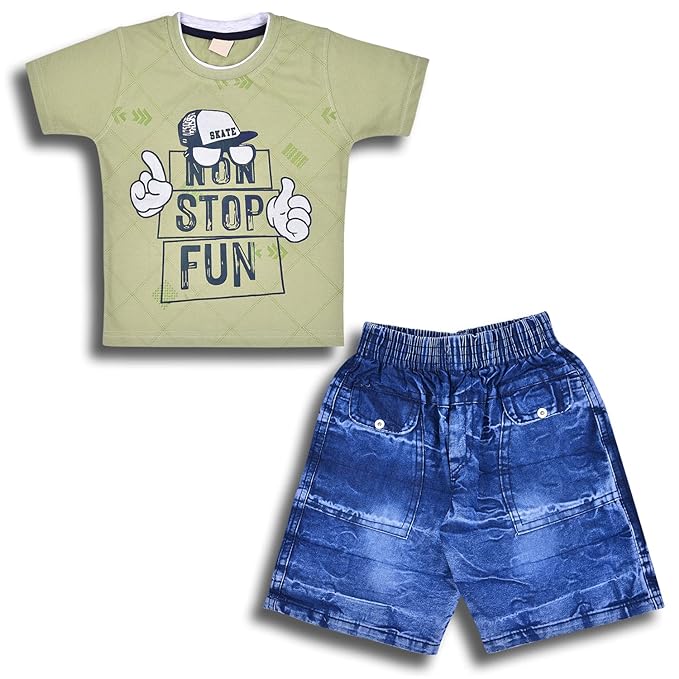 Boys Casual Printed T-shirt and Shorts Clothing Set