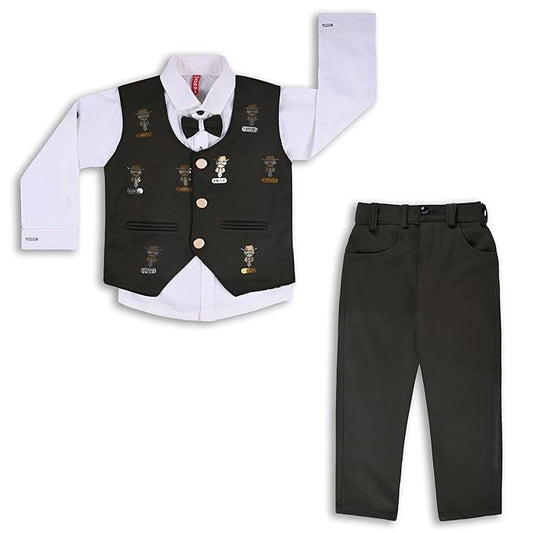 Wish Karo Shirt With Waistcoat And Pant For Boys (bsp009dgrn)