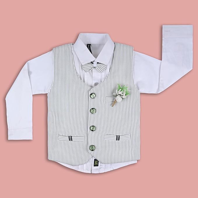 Boys 3 piece strip clothing set with bow tie