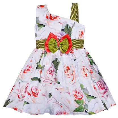 Girls Floral Printed Strap neck dress