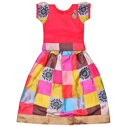 Girls Checked Pattern Skirt Top Set