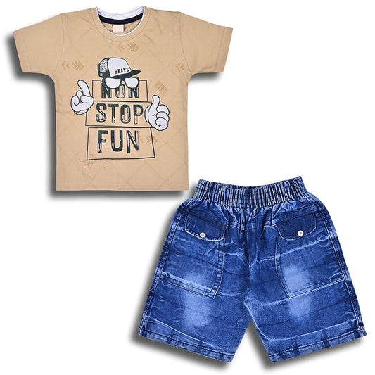 Boys Casual Printed T-shirt and Shorts Clothing Set