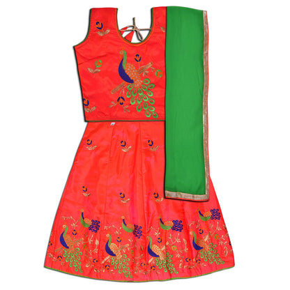 Girl's Stitched Lehenga Choli With Dupatta