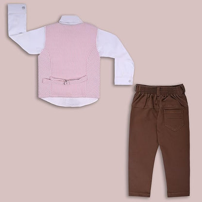 Boys 3 piece strip clothing set with bow tie