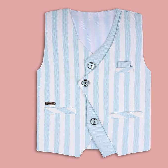 Boys Striped Shirt Clothing Set With Sleeveless Waistcoat