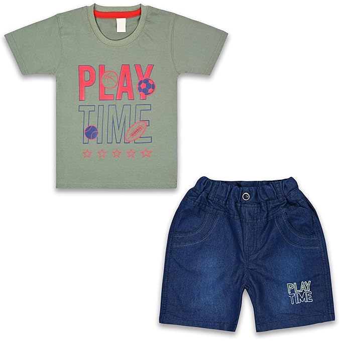 Boys Typography Printed Cotton Clothing Set