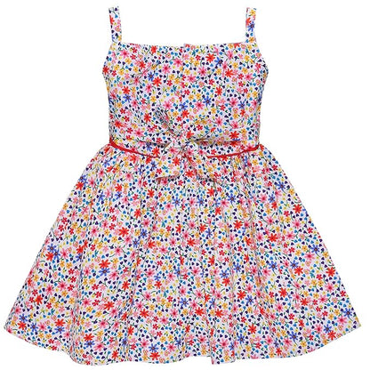 Girls Floral Printed A-line Strap neck dress