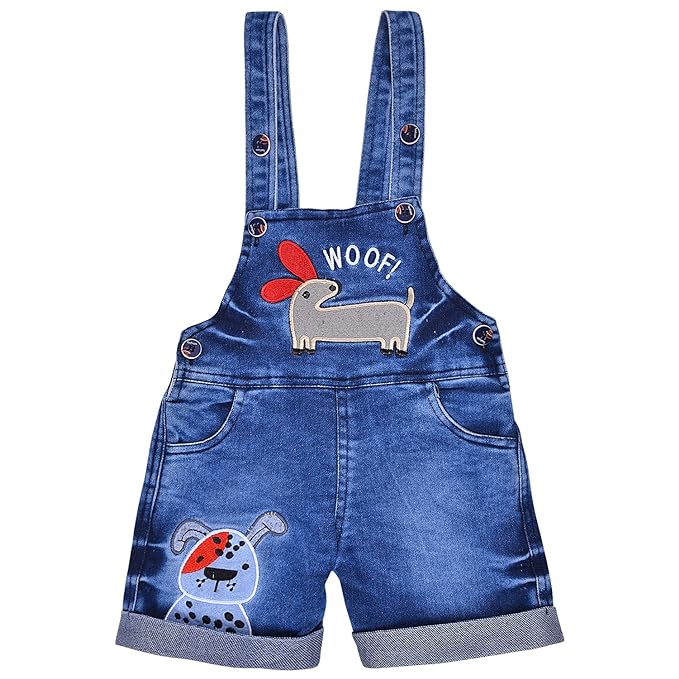 Boys Yellow and Blue Embroidered Dungaree Set