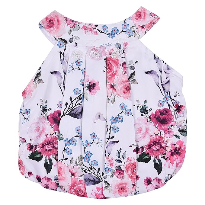 Girls Floral Printed Halter Neck Clothing Set