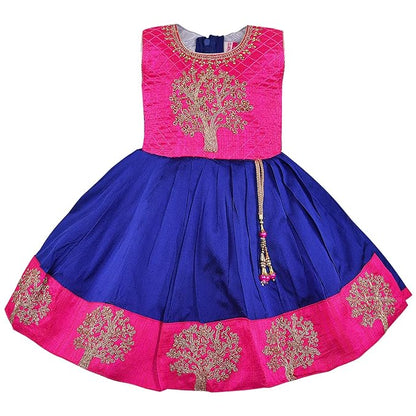 Baby Girls Silk Embroidered Ethnic Frock Dress