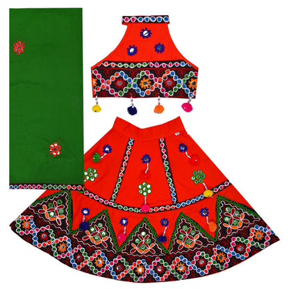 Girls Ethnic Embroidered Stitched Lehenga Choli