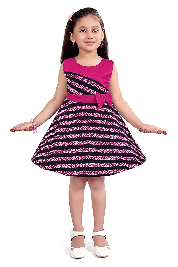 Girls Striped Sleeveless A-line dress