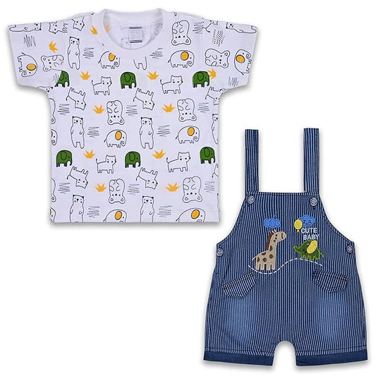 Boys Printed T-shirt and Dungaree Set