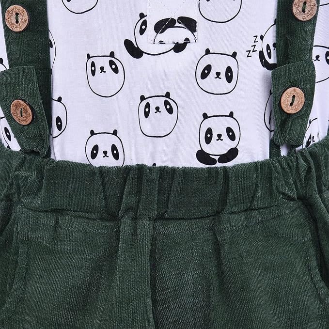 Baby Boys Panda Printed Dungaree Set