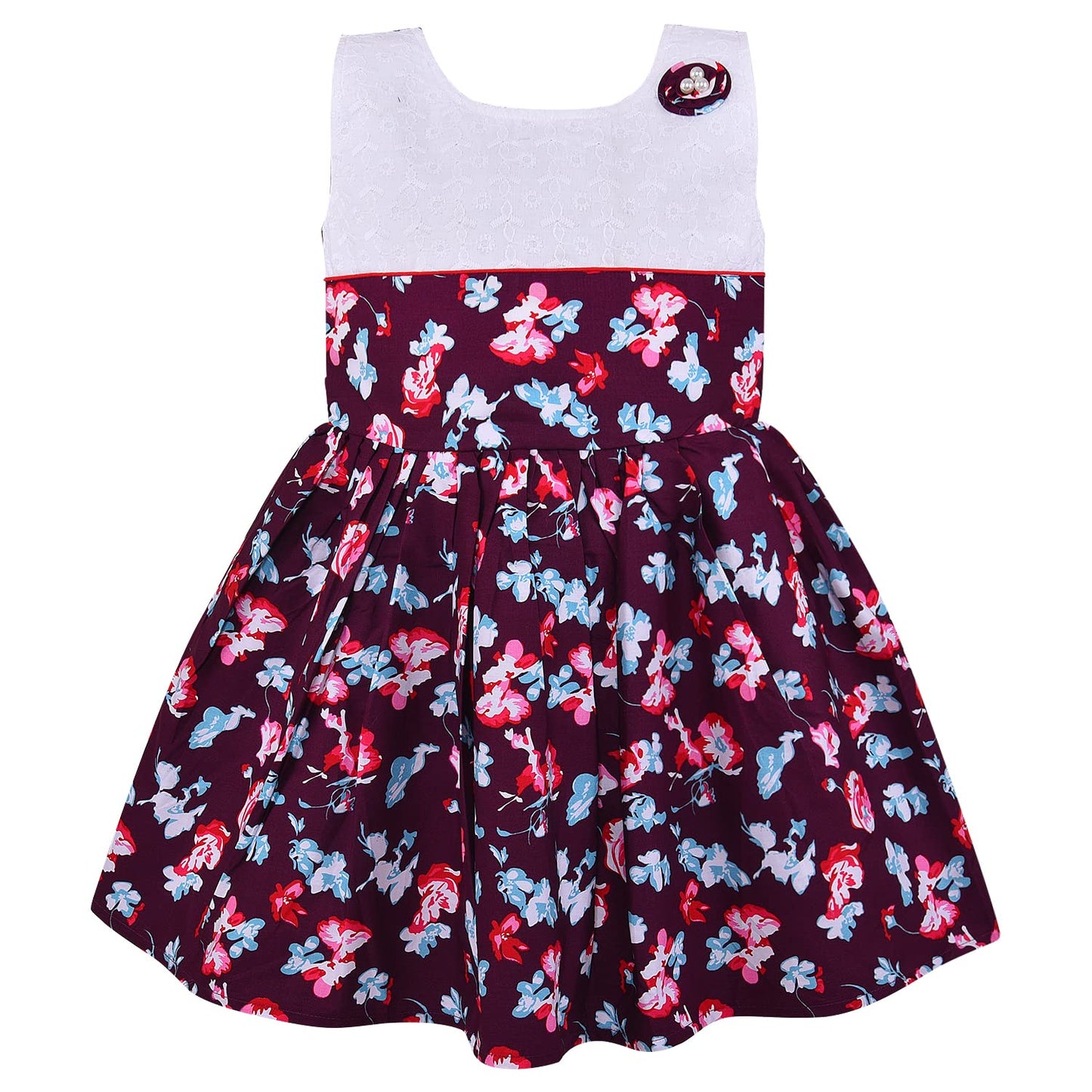 Girls Floral Printed Fit and Flare Dress