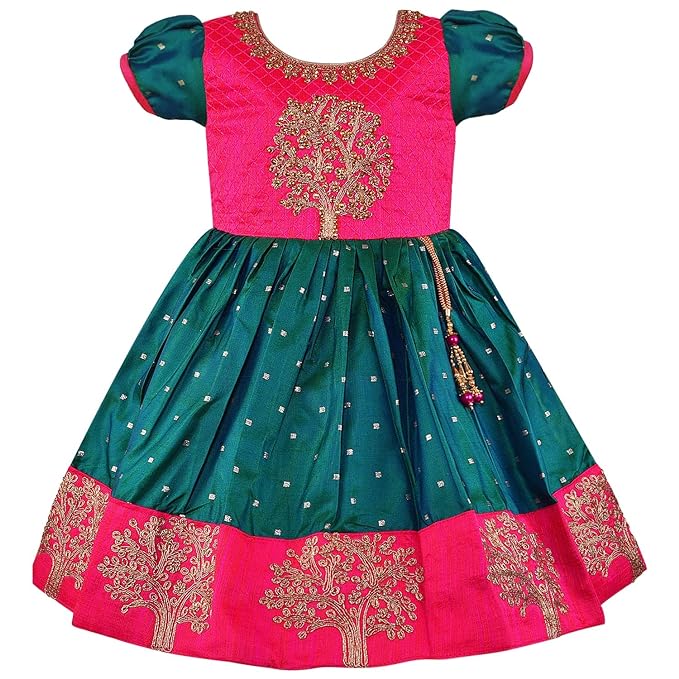 Girls Embroidered Fit and Flare Ethnic Dress