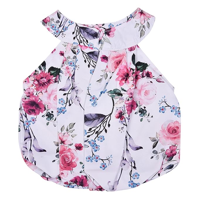 Girls Floral Printed Halter Neck Top and Bottom Set